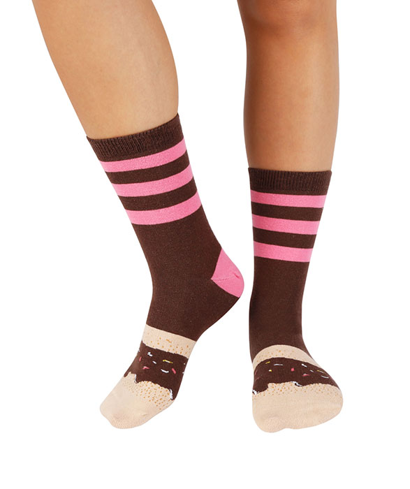 Chocolate Glazed Kids Doughnut Socks